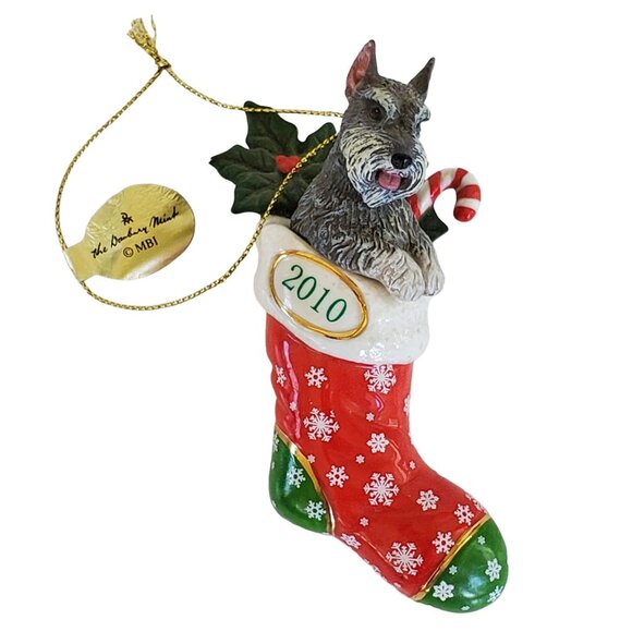 Danbury Mint Christmas Ornament 2010 Annual Mini Schnauzer Stocking Stuffer - Picture 1 of 6